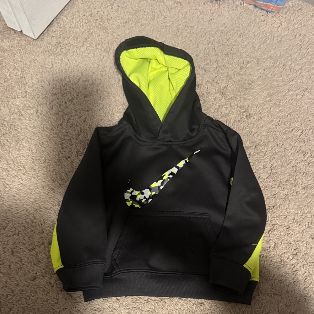 Nike Kids Hoodie in Black and Neon Yellow